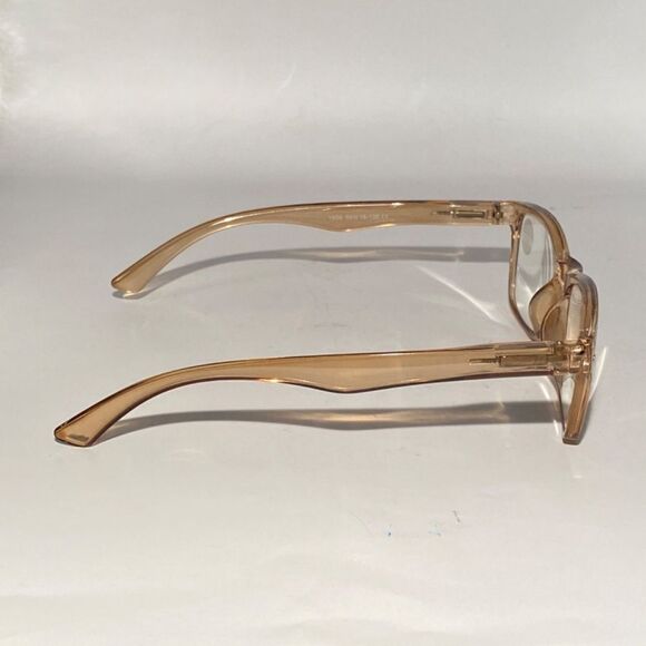 1436 Helen 2.5 Reading Glasses Thin Rectanle Bluelight Filter Tan Frames NWT - Picture 5 of 8